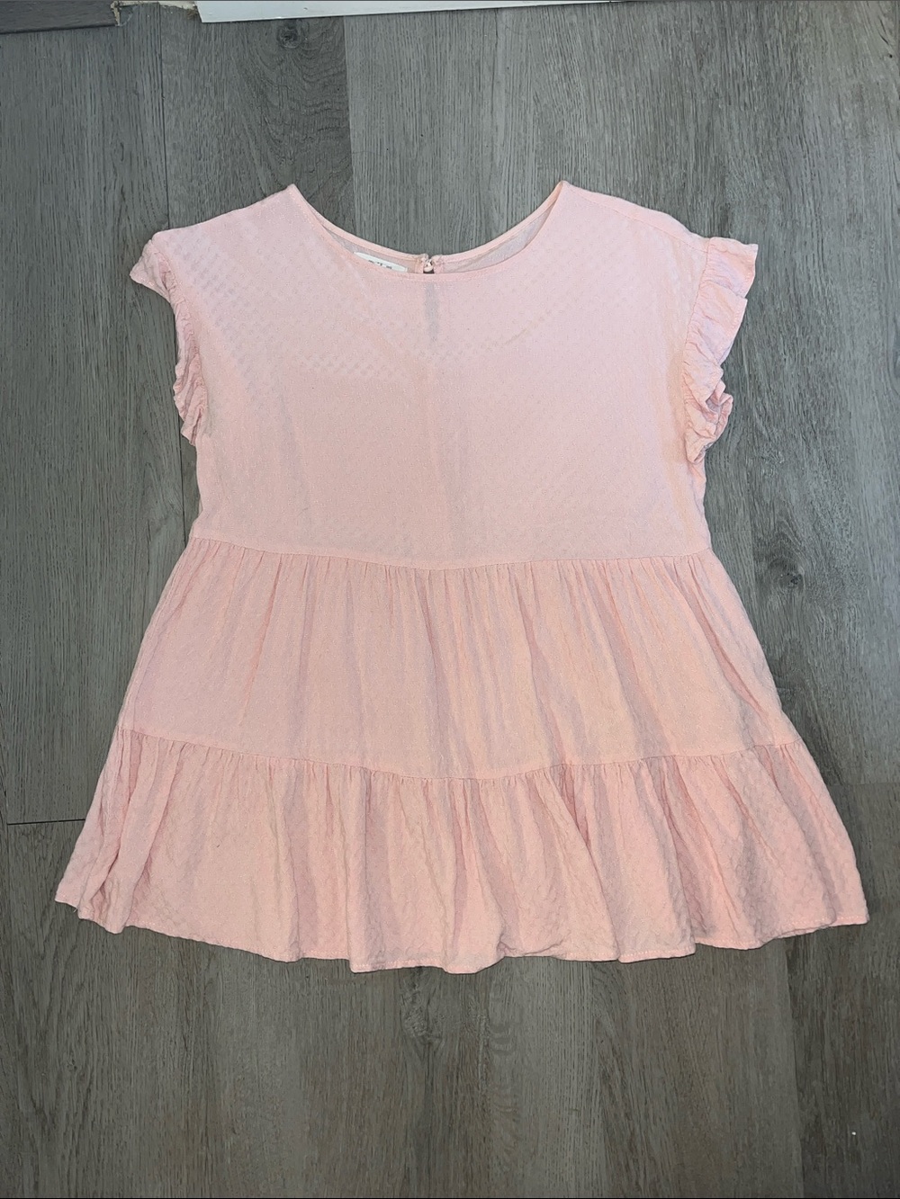 Maurices Light Pink Ruffle Sleeve Tiered Short Sleeve Top
